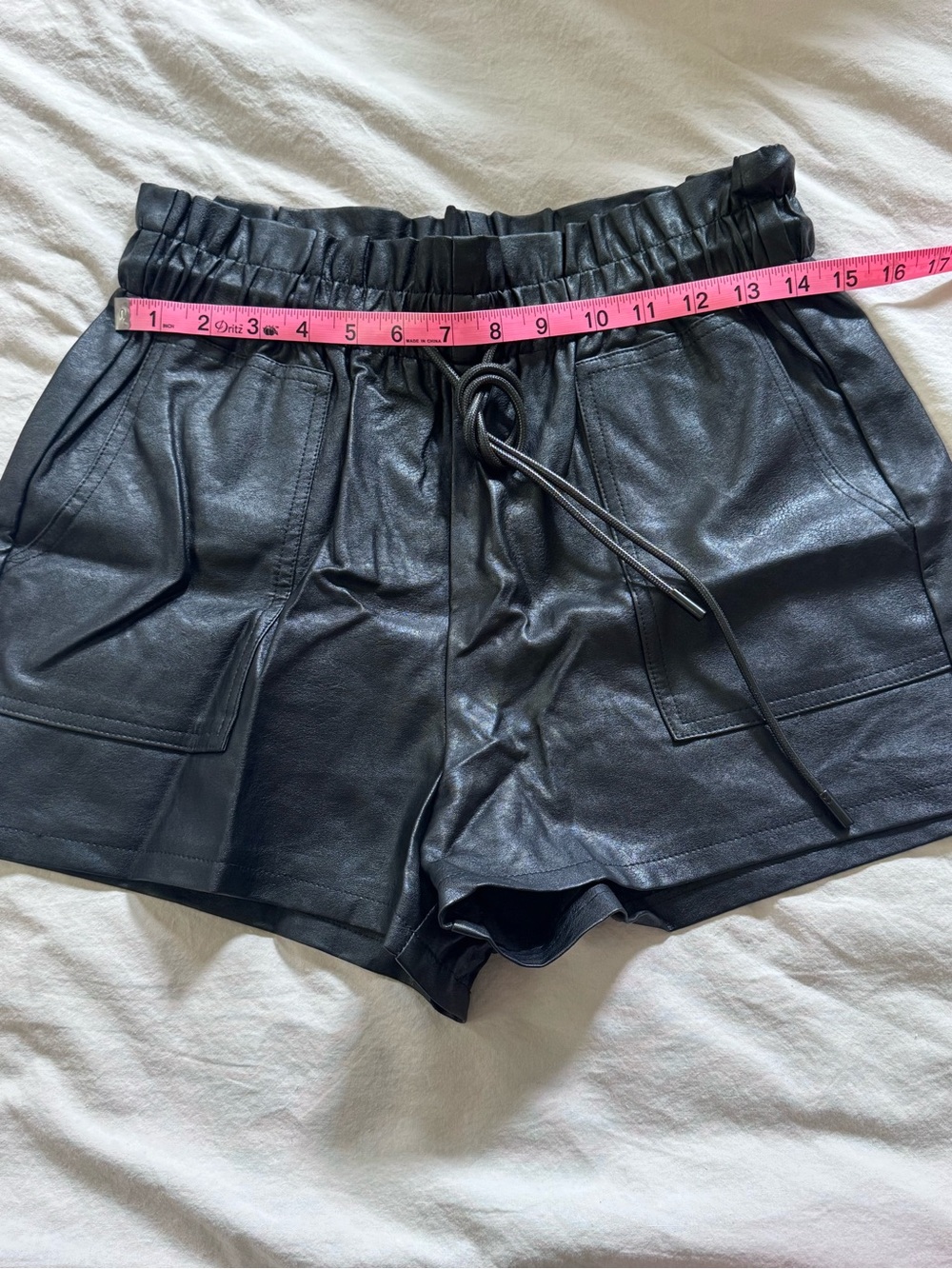 Colina Faux Leather High-Waist Drawstring Pocket Shorts - Picture 5 of 6